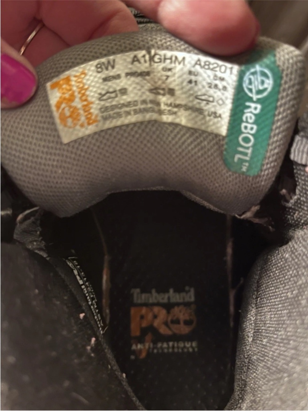 Timberland PRO black and gray steel toe metguard work shoe